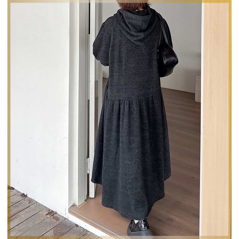 リラクシーなルーズフィット フリースAラインロングワンピース12