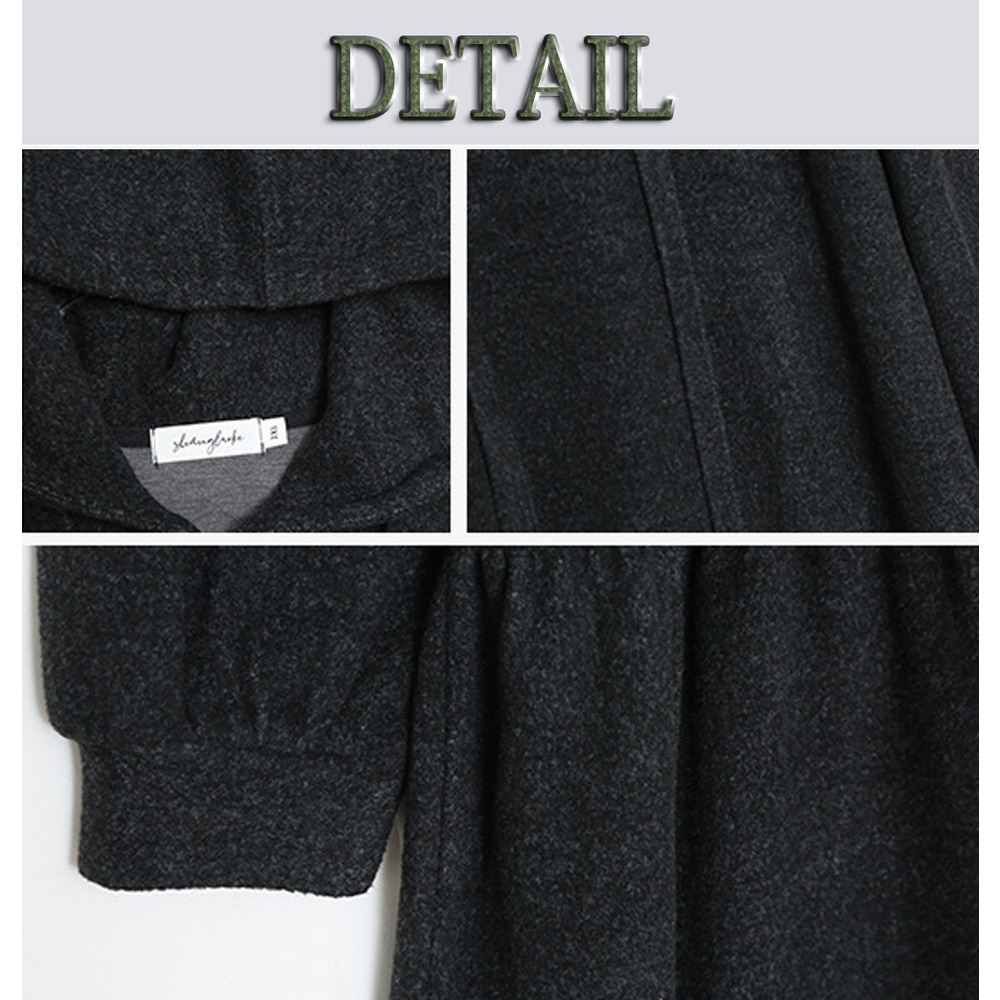 リラクシーなルーズフィット フリースAラインロングワンピース13