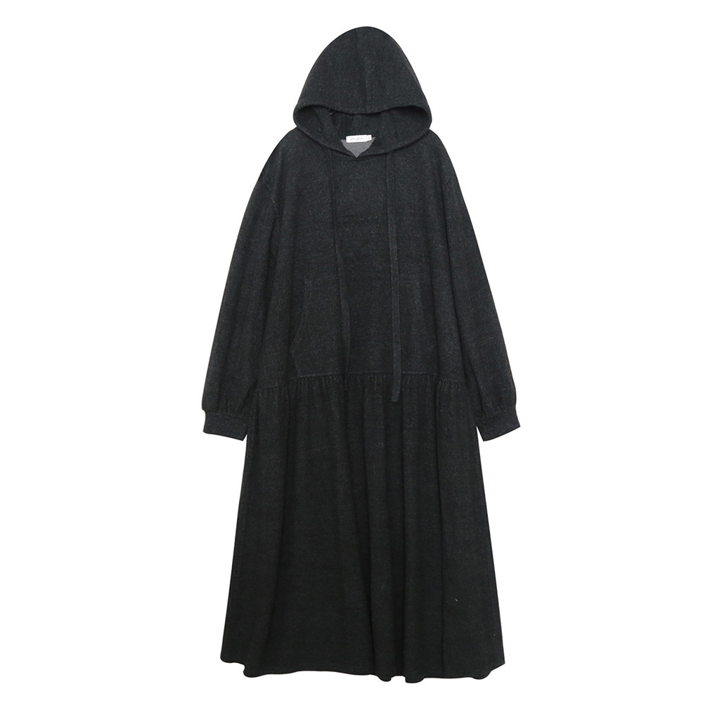 リラクシーなルーズフィット フリースAラインロングワンピース15