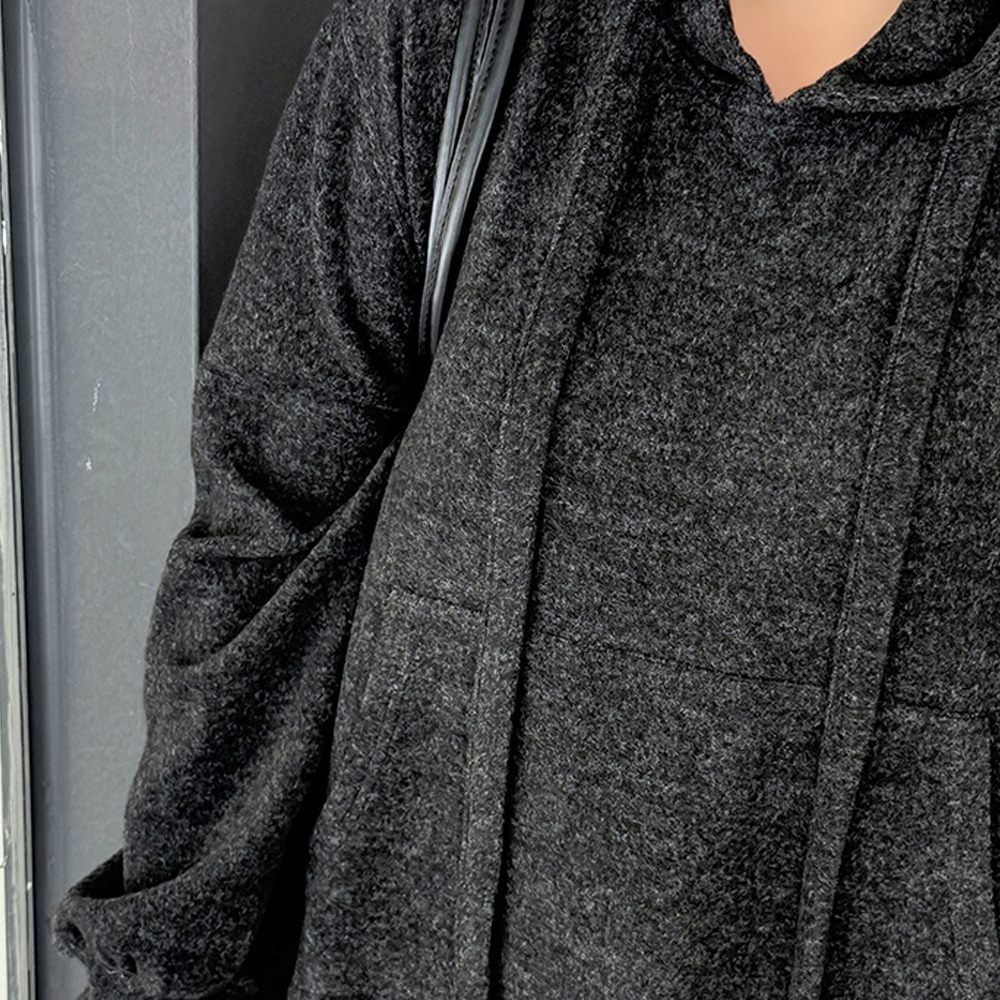 リラクシーなルーズフィット フリースAラインロングワンピース6