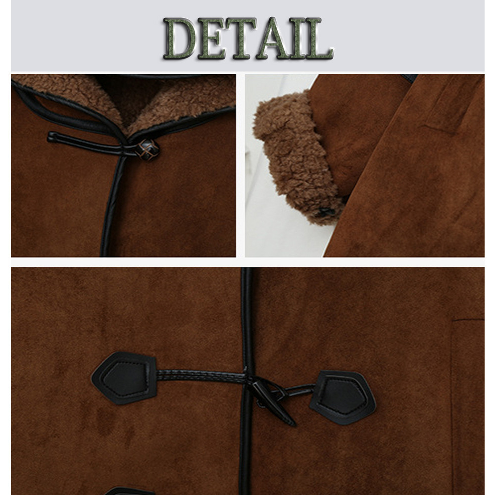 裏ボアでスエード調生地のトグルボタン フード付きジャケット14