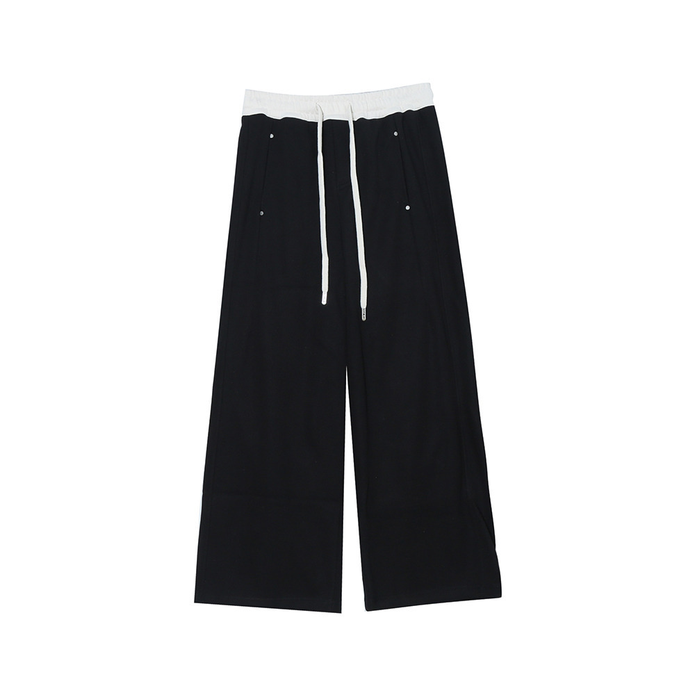 長さ2タイプ 暖かな裏起毛 ウエスト配色ワイドストレートパンツ10