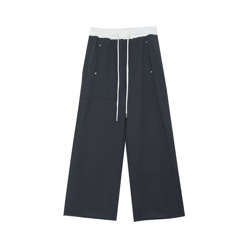 長さ2タイプ 暖かな裏起毛 ウエスト配色ワイドストレートパンツ11