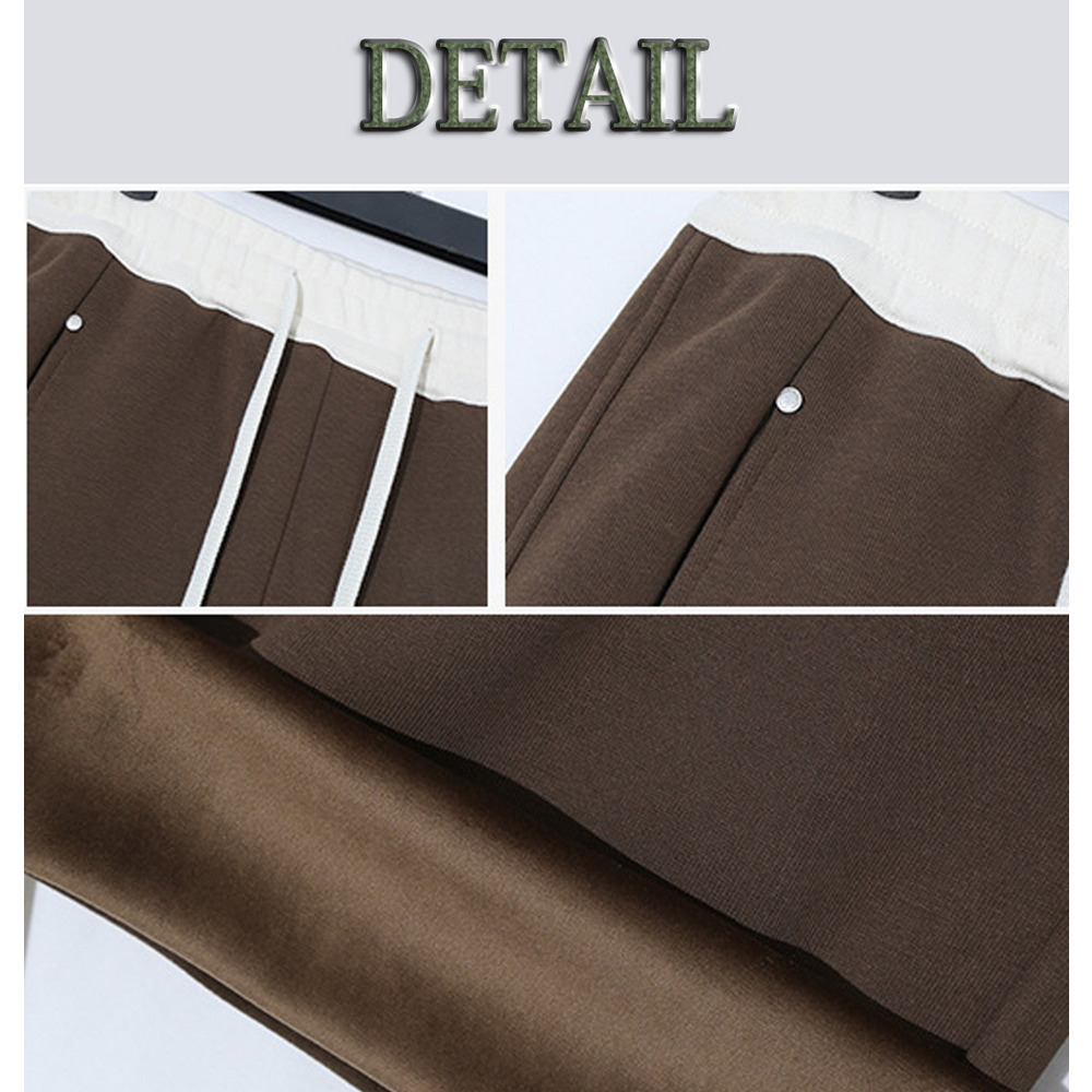 長さ2タイプ 暖かな裏起毛 ウエスト配色ワイドストレートパンツ16