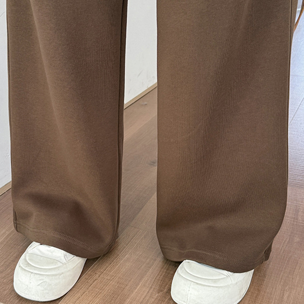 長さ2タイプ 暖かな裏起毛 ウエスト配色ワイドストレートパンツ7