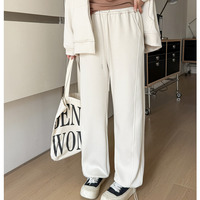 暖かな裏起毛素材 ウエスト＆裾ドロスト仕様 スウェットワイドパンツ