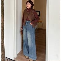 長さ6cm違いの2タイプ 裏フリースで暖か！デニムカーブパンツ