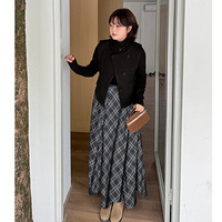 レトロでこなれ感のあるトップス+ベスト+スカート３点セット