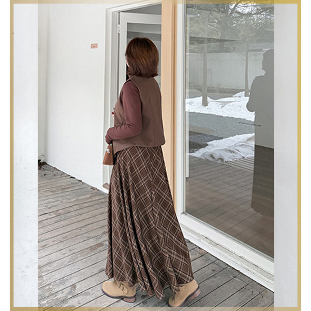 レトロでこなれ感のあるトップス+ベスト+スカート3点セット15