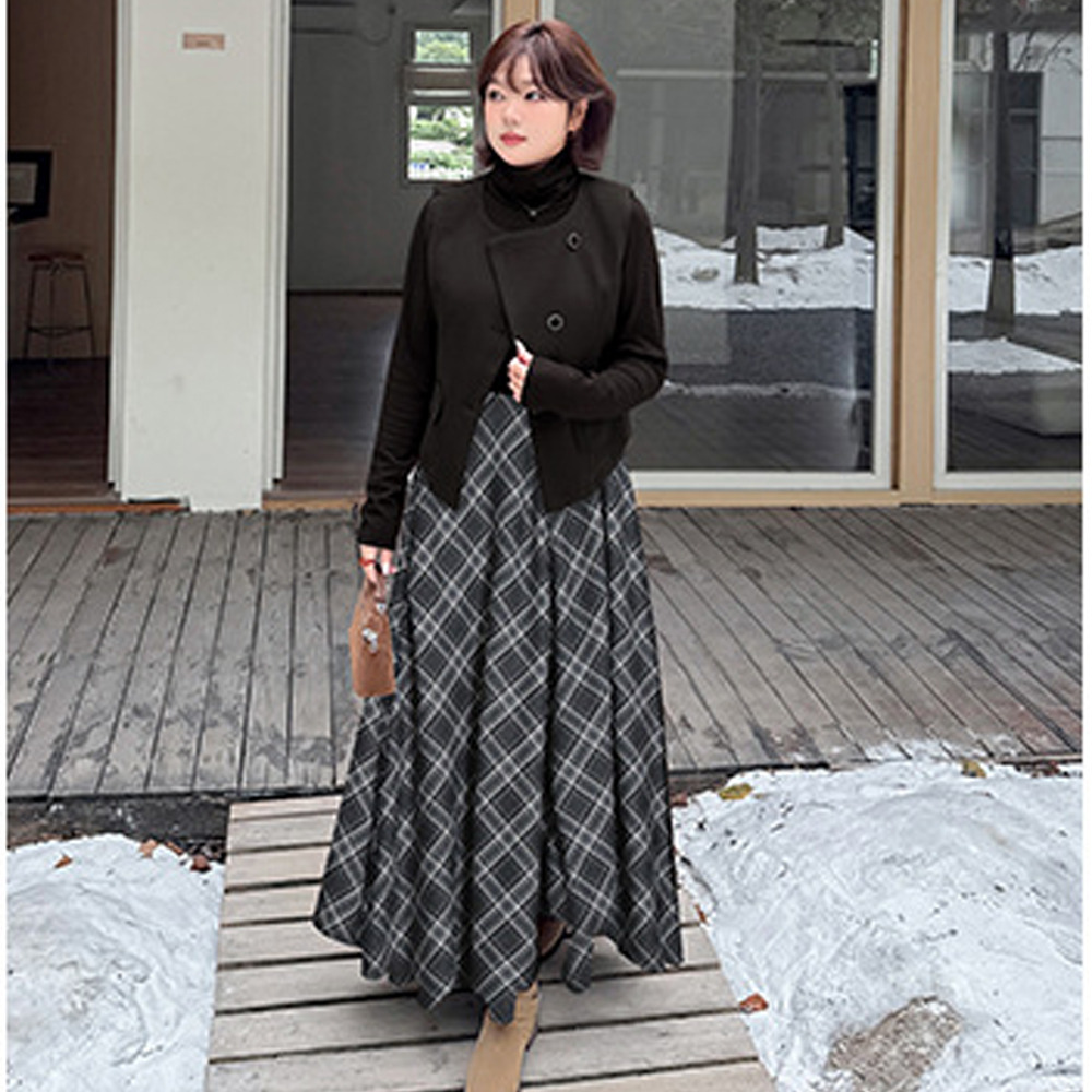 レトロでこなれ感のあるトップス+ベスト+スカート3点セット3