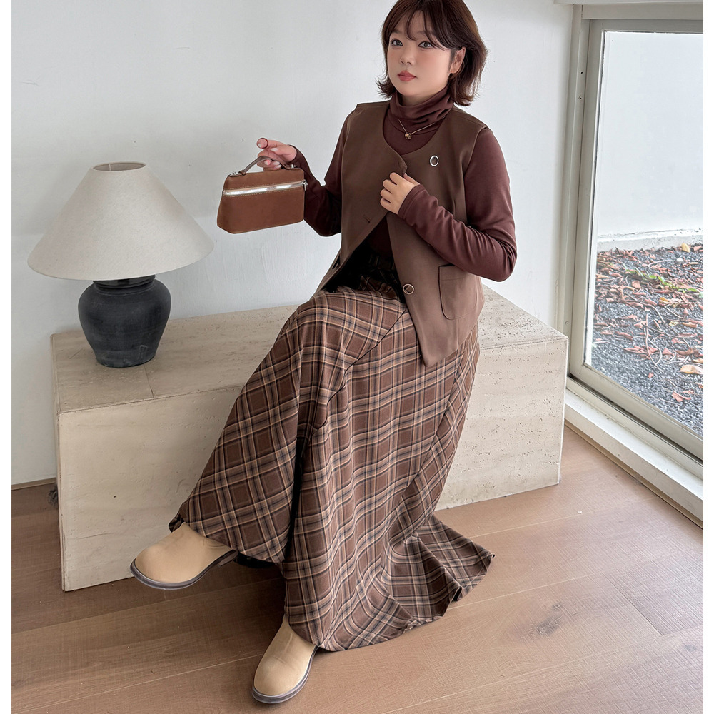 レトロでこなれ感のあるトップス+ベスト+スカート3点セット8