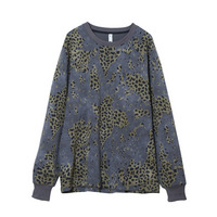 大人のカジュアルスウェット！裏起毛 レオパード柄プルオーバー トップス