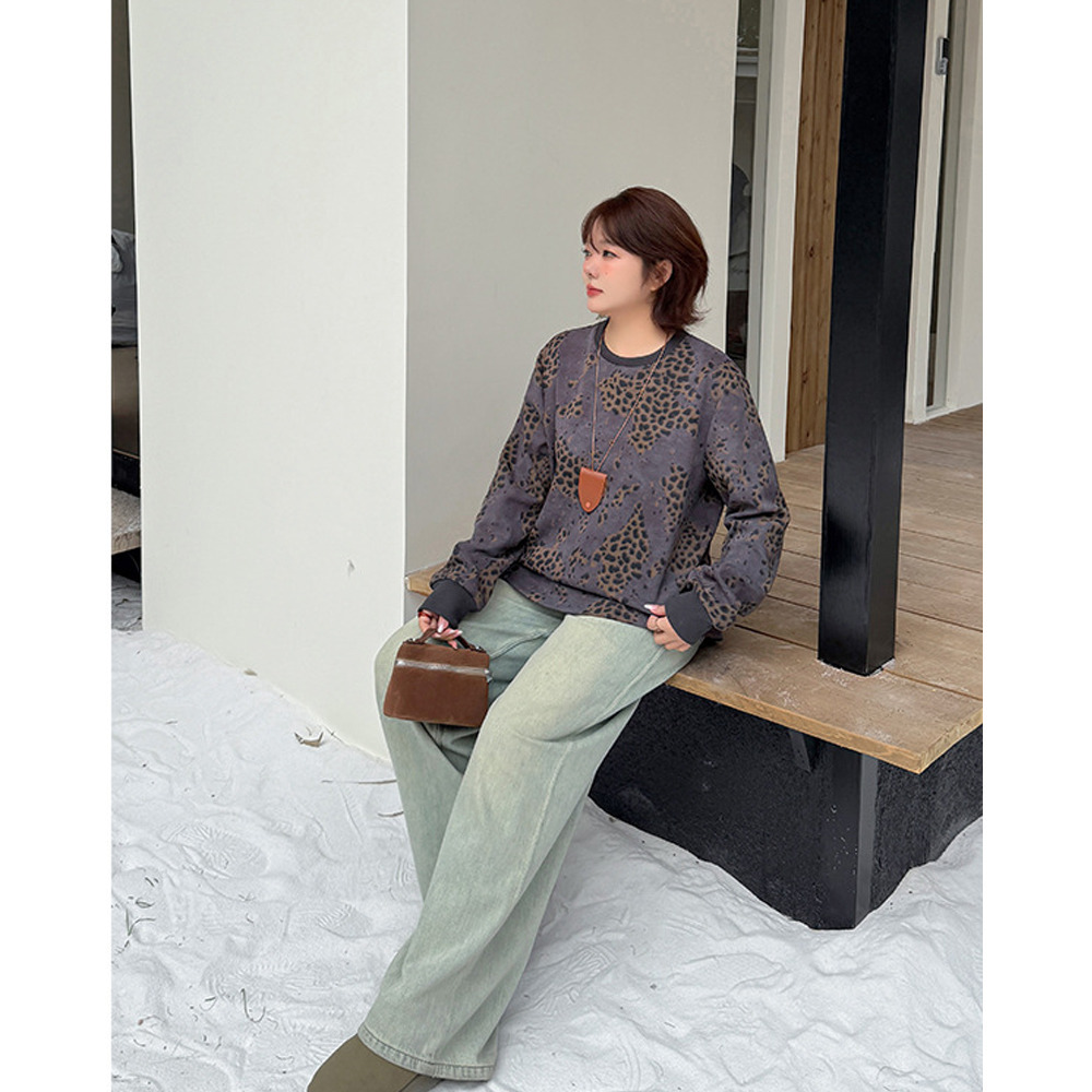 大人のカジュアルスウェット!裏起毛 レオパード柄プルオーバー トップス8