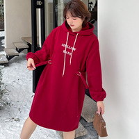 暖かでおしゃれなデザイン 裏起毛スウェットパーカーワンピース