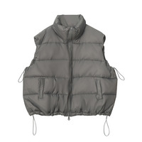 軽くて暖か！スタンドカラー ファイバーダウンオーバーサイズ ベスト