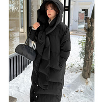 ふんわり暖か！バラクラバセット ファイバーダウン ロングコート