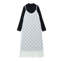 リブニットワンピと起毛レースキャミワンピのレイリングセット