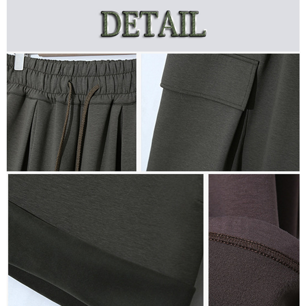 長さ6m違いの2タイプ 裏起毛のワイドレッグ ウエストゴム カーゴパンツ19