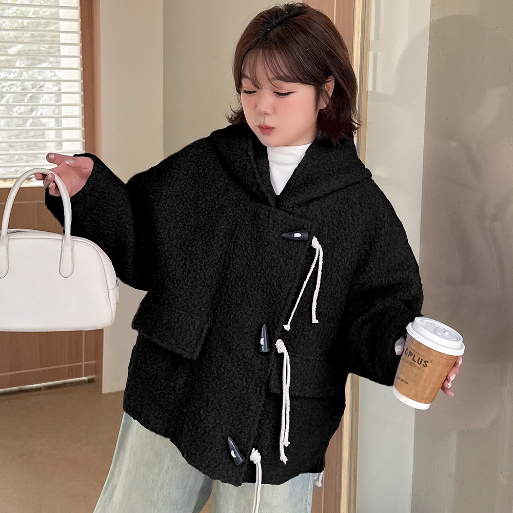 トグルボタンがアクセント！裏キルティング ブークレ生地ショートコート