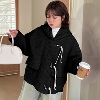 トグルボタンがアクセント！裏キルティング ブークレ生地ショートコート