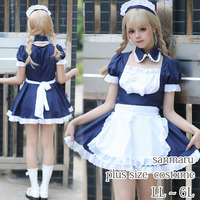 クラシカルなネイビー×ホワイトカラー メイドコスプレワンピースセット