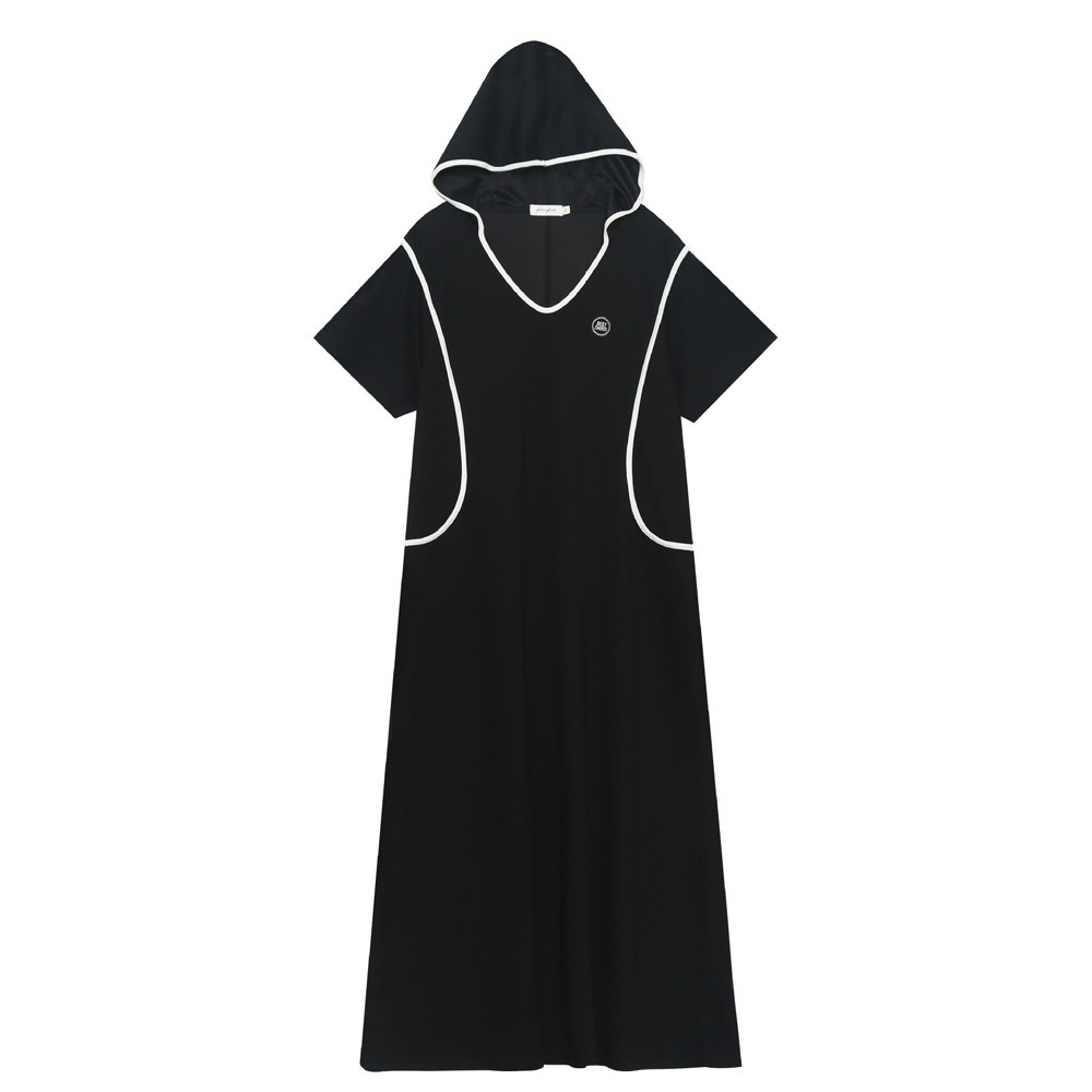 着丈10cm違いの2タイプ フード付きAライン半袖ワンピース13