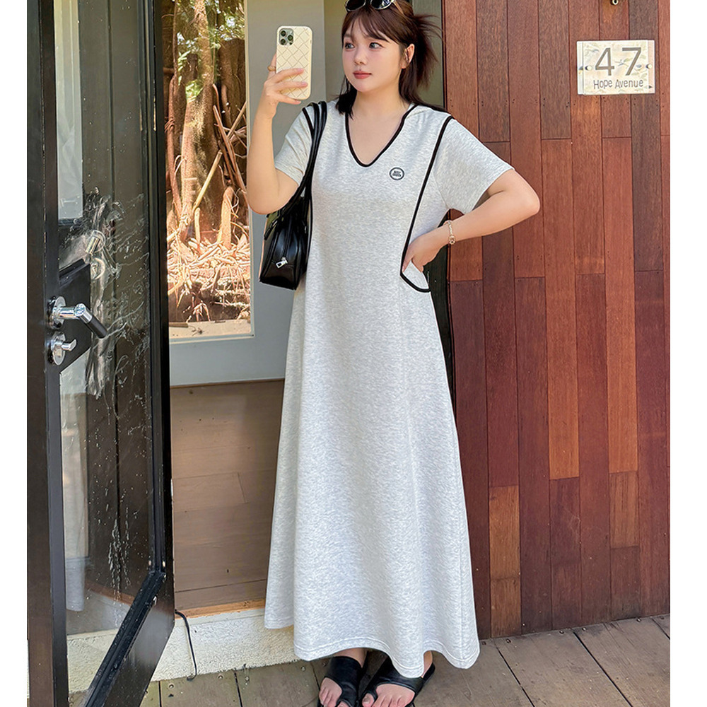 着丈10cm違いの2タイプ フード付きAライン半袖ワンピース6