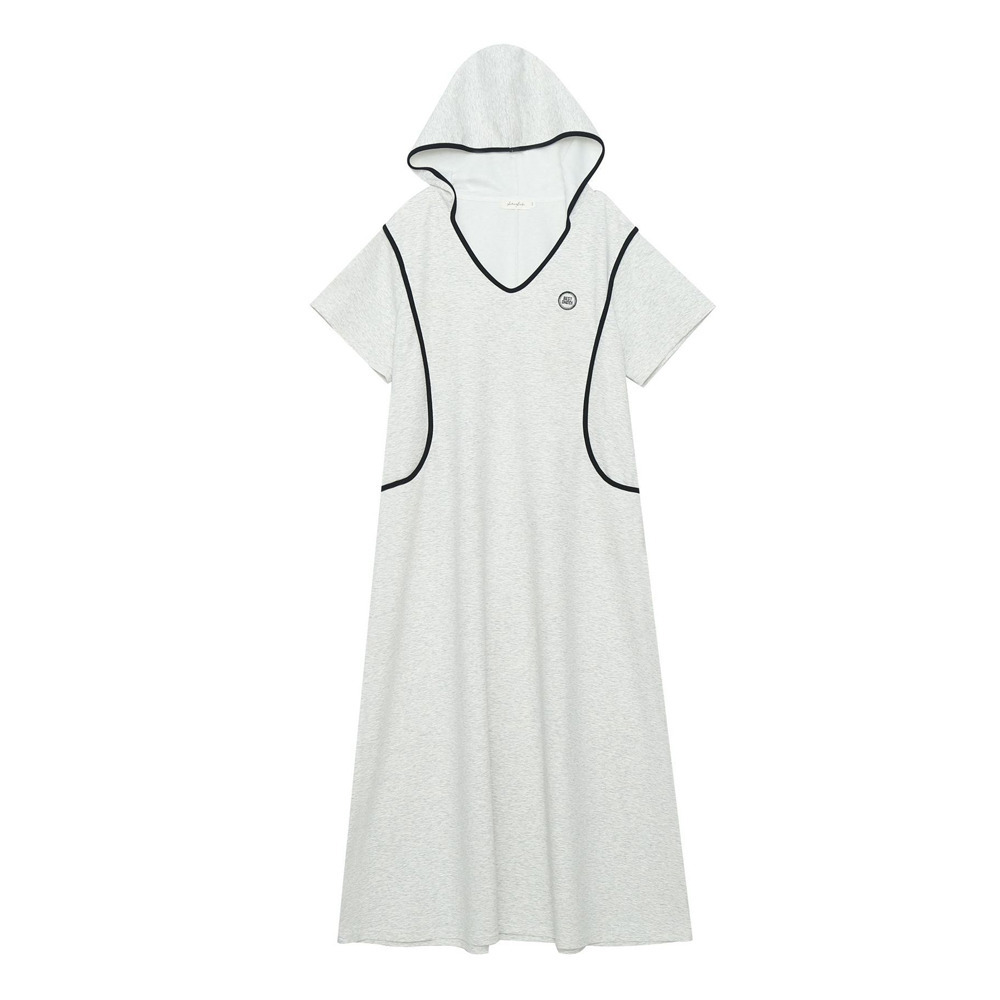 着丈10cm違いの2タイプ フード付きAライン半袖ワンピース1