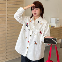 フロントのラッキホース刺繍が大人可愛い オーバーサイズ長袖シャツ