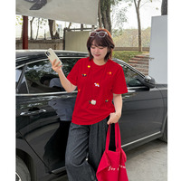 フロントのラッキホース刺繍が大人可愛いオーバーサイズ半袖TEE