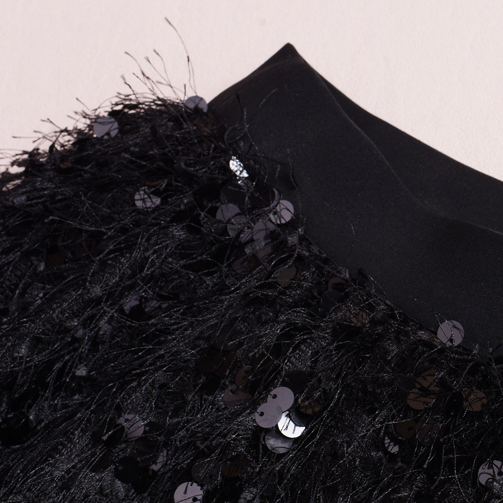 フリンジレースにスパンコール刺繍のキラキラ華やかなロングスカート11