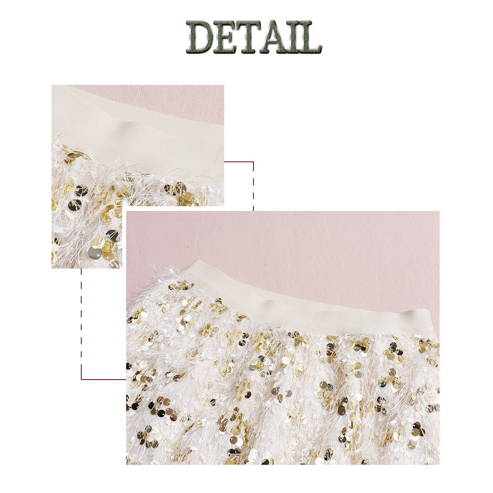 フリンジレースにスパンコール刺繍のキラキラ華やかなロングスカート18