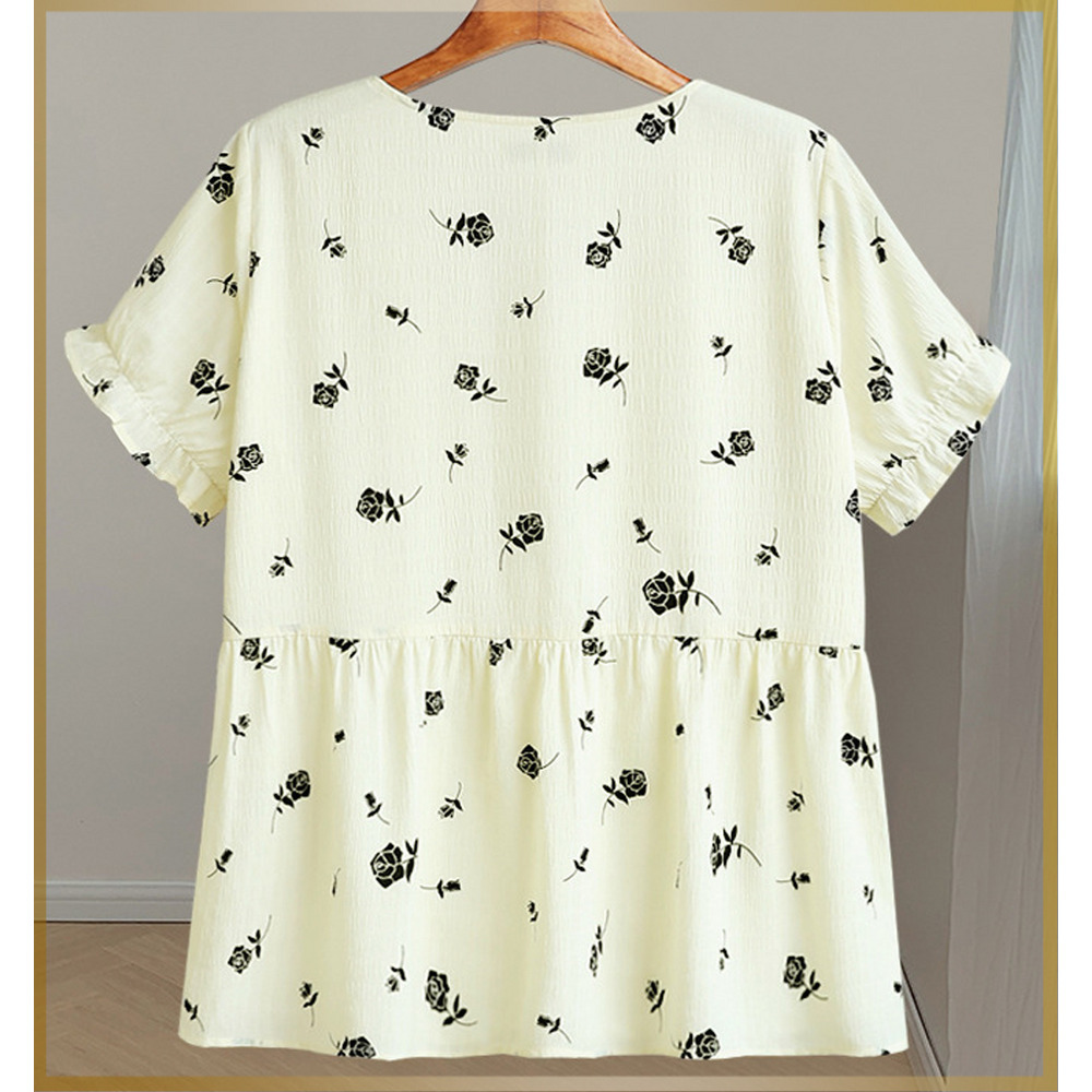 レトロな薔薇柄が上品なプルオーバーブラウス10