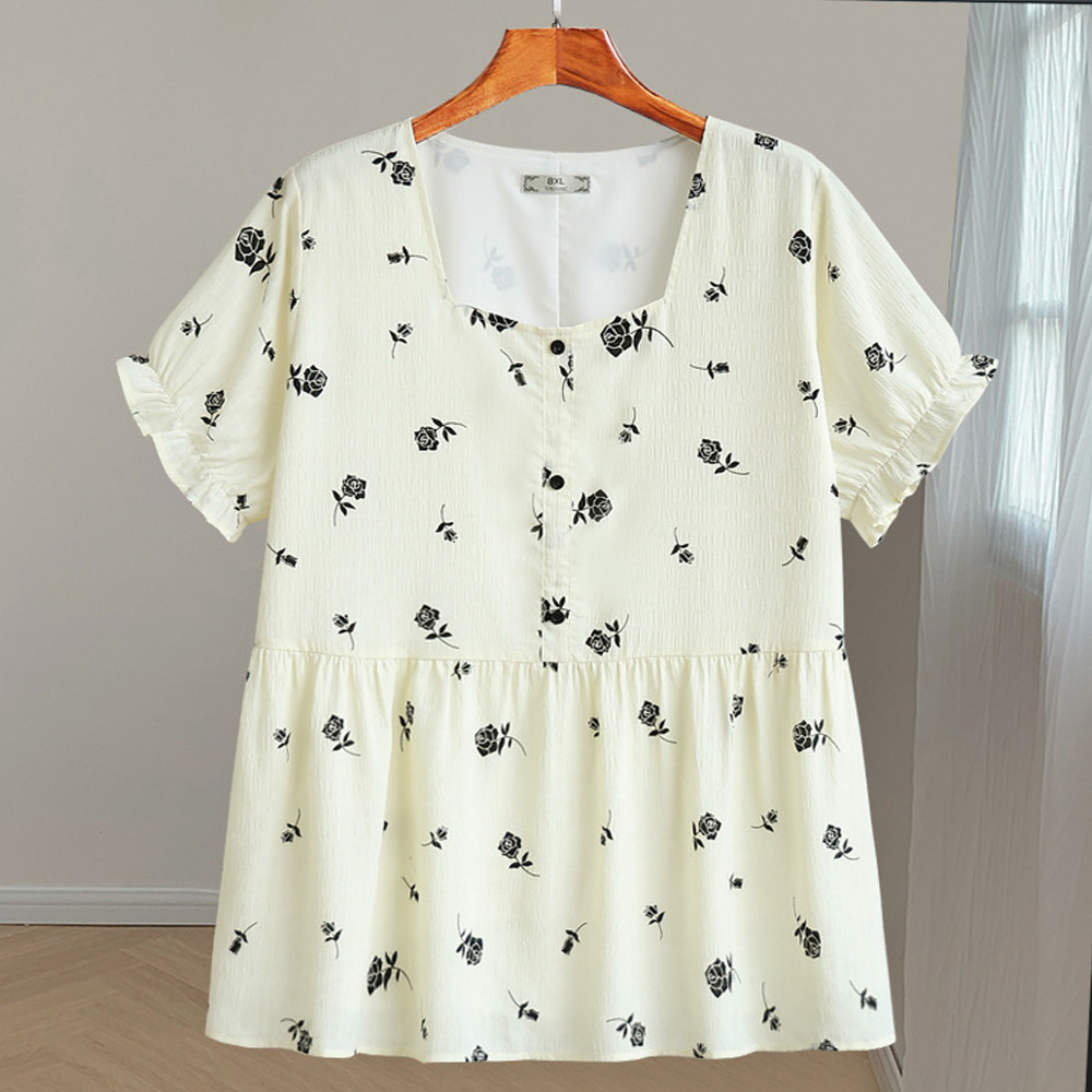 レトロな薔薇柄が上品なプルオーバーブラウス2