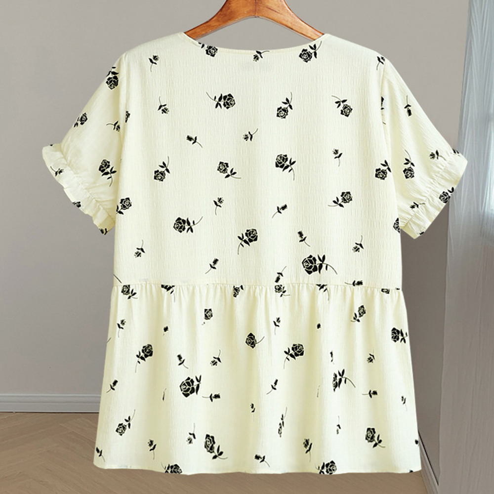 レトロな薔薇柄が上品なプルオーバーブラウス5