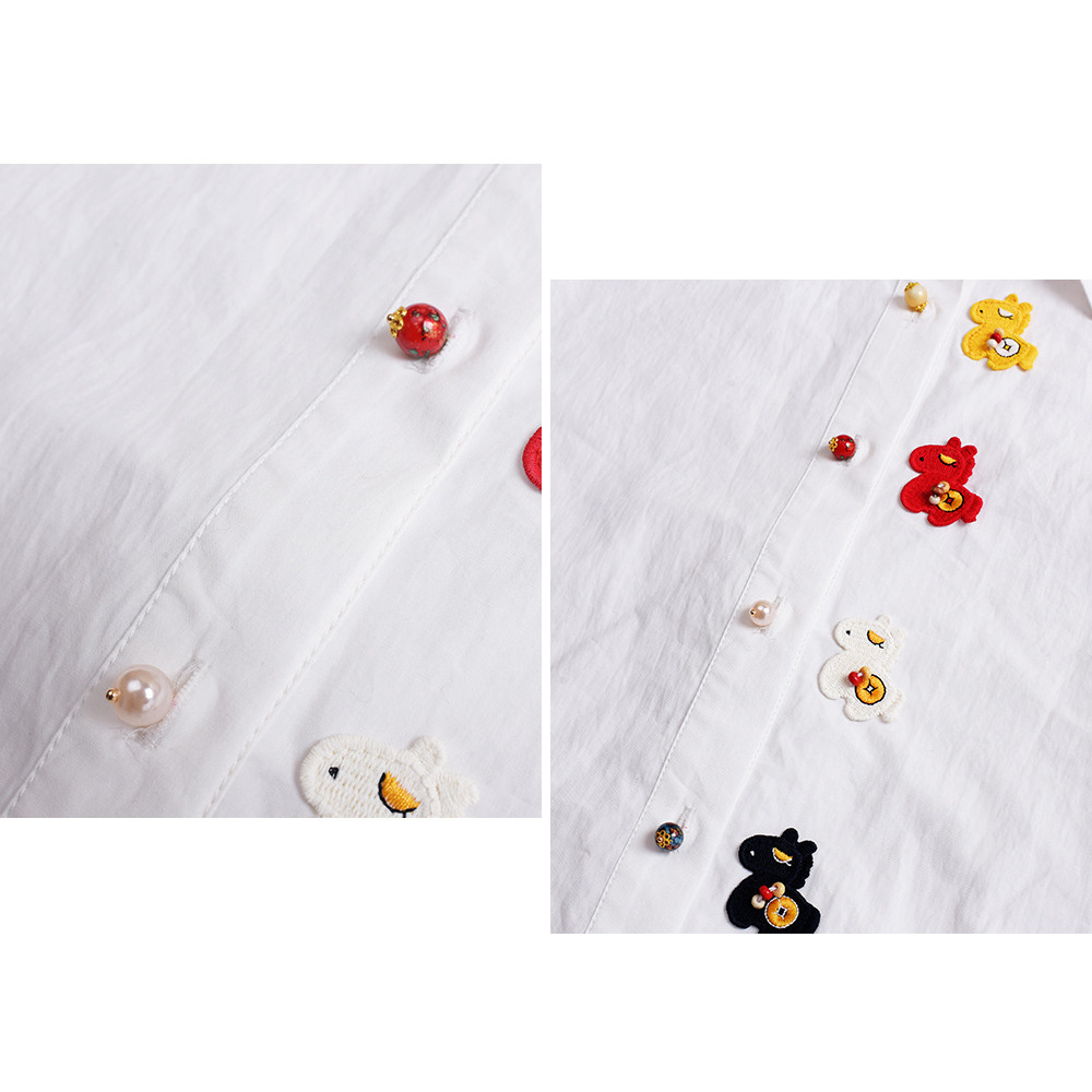 カラフルボタンとポニー刺繍が大人可愛い オーバーサイズ長袖シャツ10