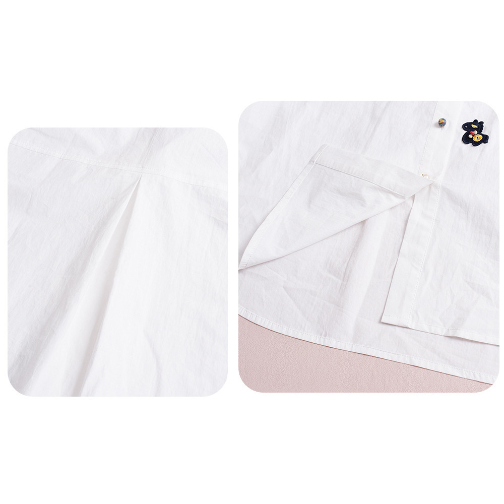 カラフルボタンとポニー刺繍が大人可愛い オーバーサイズ長袖シャツ12