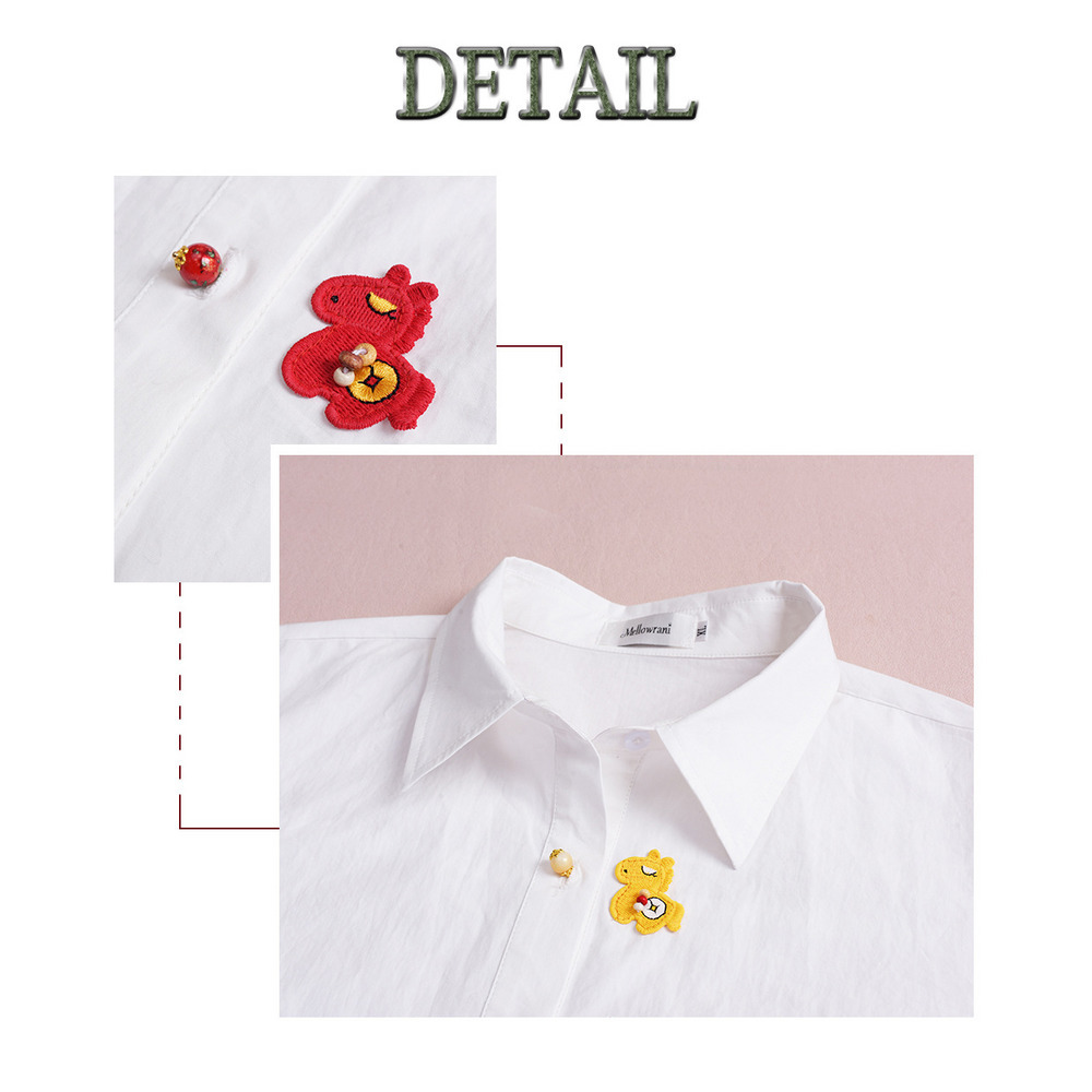 カラフルボタンとポニー刺繍が大人可愛い オーバーサイズ長袖シャツ17