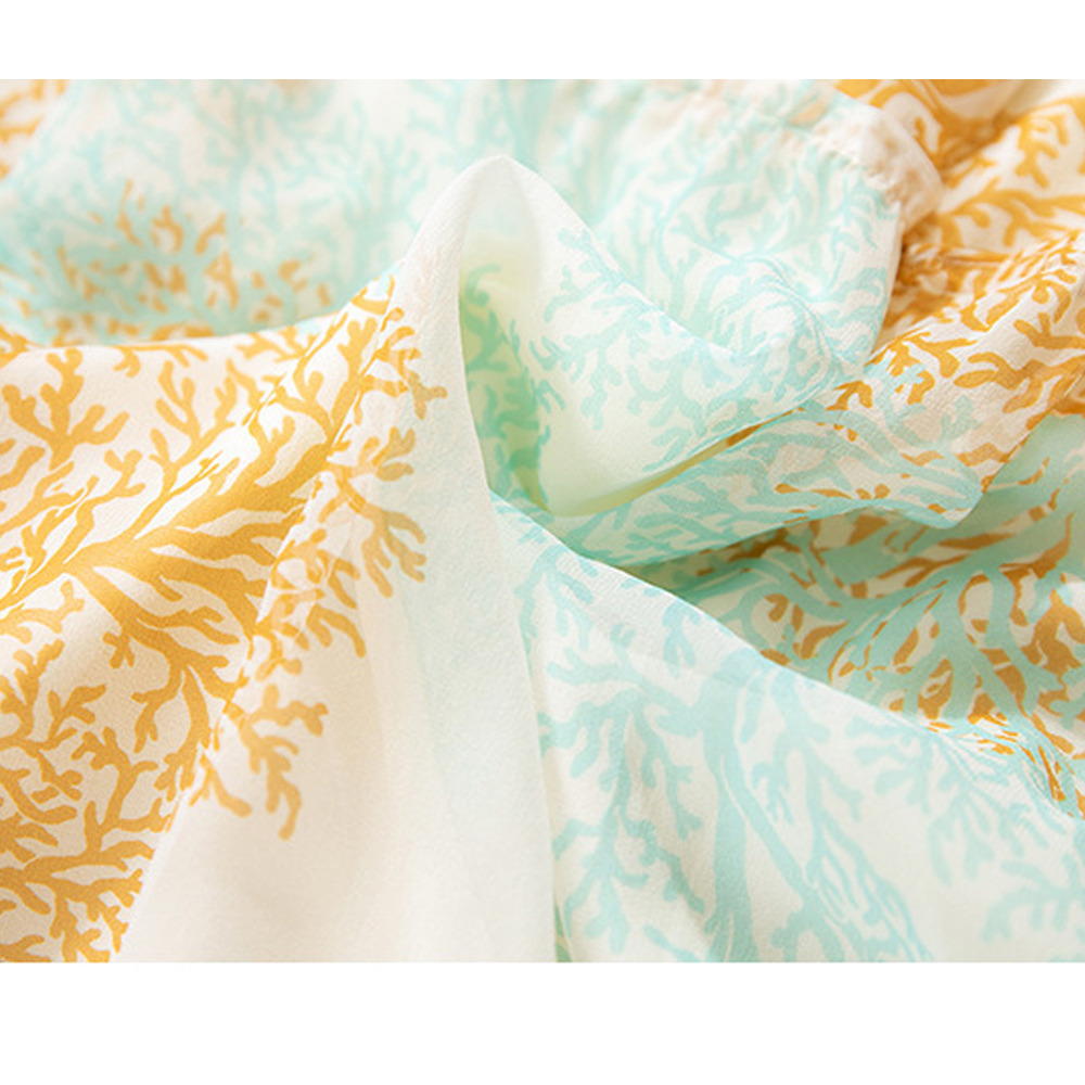 シルクライクなふんわりシフォン ツリープリントティアードワンピース12