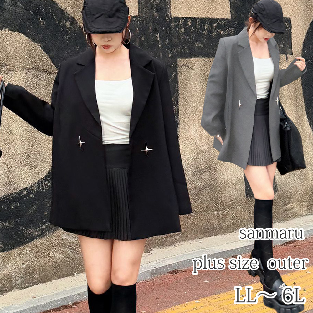 十字のメタル飾りがスタイリッシュなテーラードジャケット sanmaru