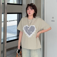 胸に大きなハートのアップリケ！大人可愛いオーバーサイズTシャツ sanmaru