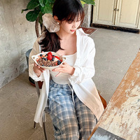 バックがレース仕立てのオーバーサイズ 綿100％ 長袖 シャツブラウス