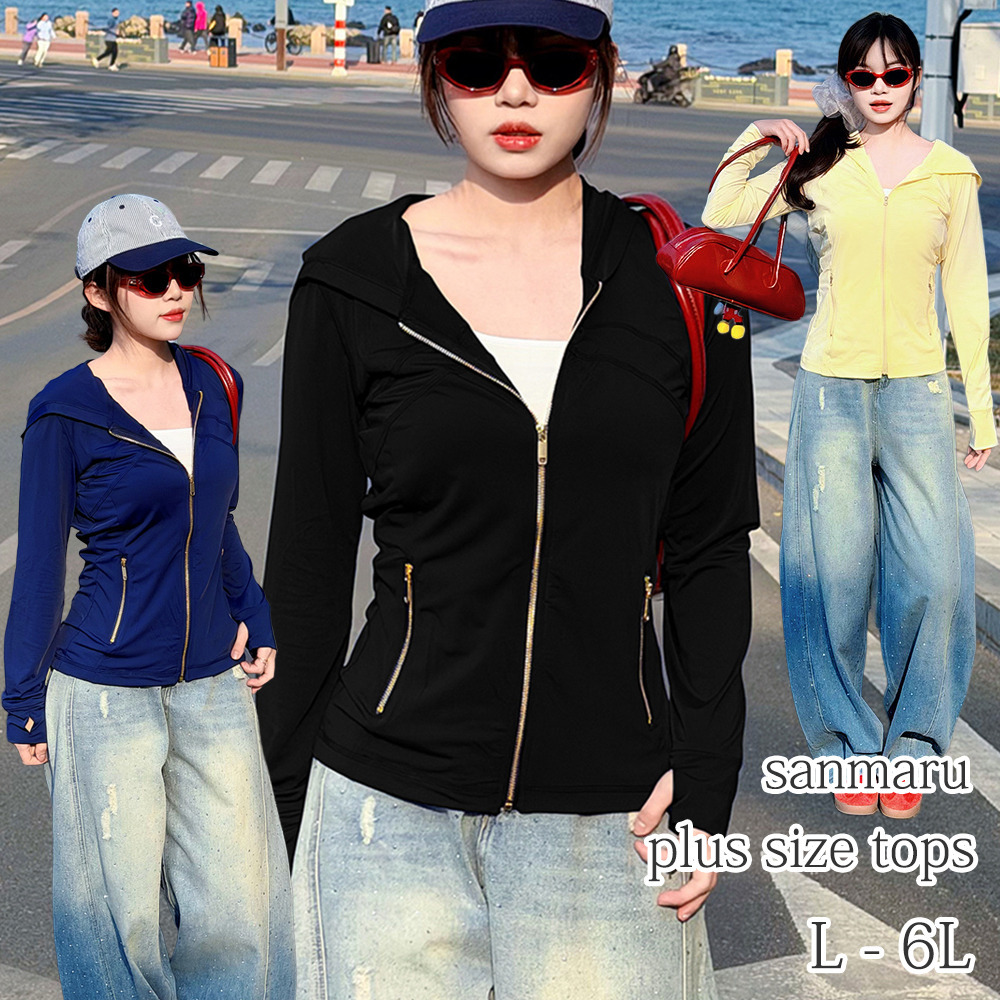 サムホール付き タイトフィット フルジップアップ パーカー