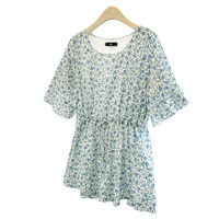 サイズが豊富！小花プリントレース生地 プルオーバーブラウス