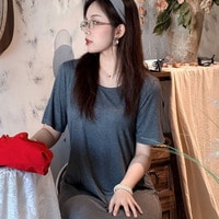 ゆったりリラクシーでスタイリッシュなロンTワンピース 着丈2タイプ