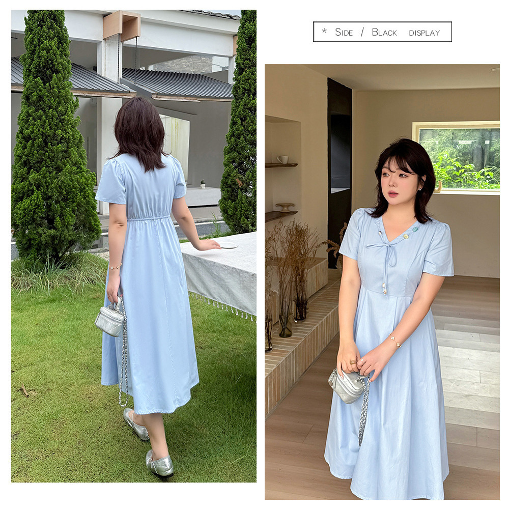 さりげない華やかさを添える、大人フェミニンなVネックワンピース9