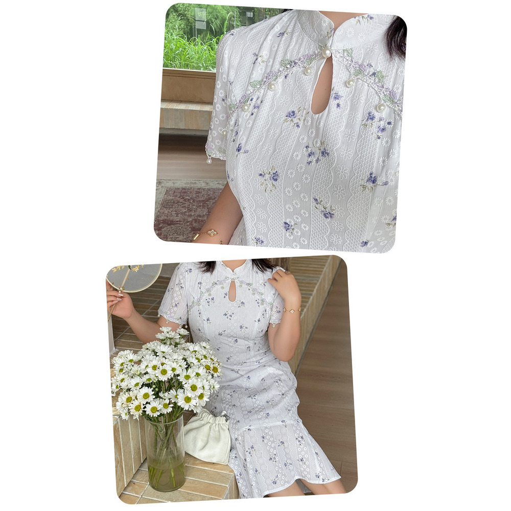 可憐な花柄とチャイナテイストが織りなす、上品フェミニンなワンピース16
