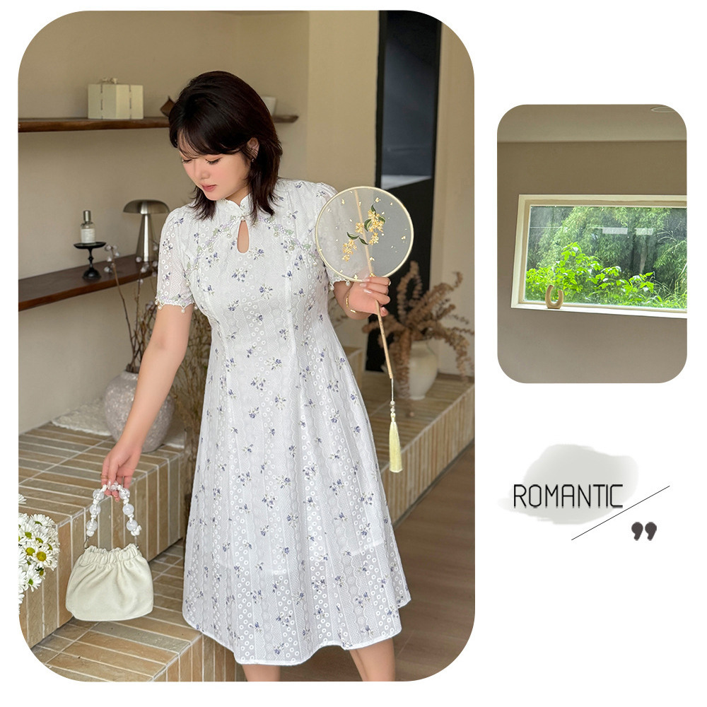 可憐な花柄とチャイナテイストが織りなす、上品フェミニンなワンピース9