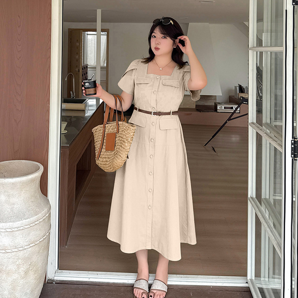 ナチュラルな雰囲気ときちんと感を兼ね備えた、ワークテイストワンピース1