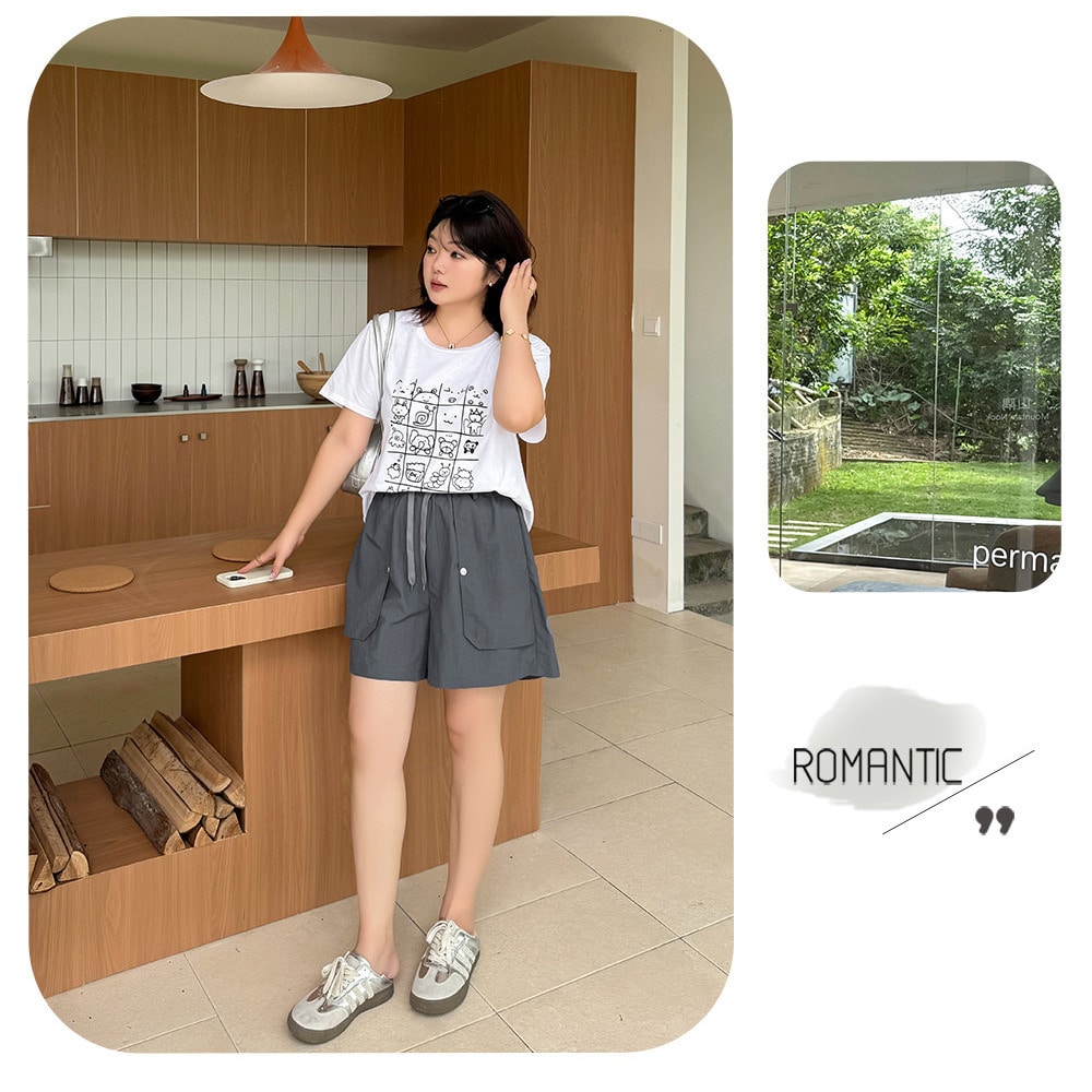 軽やかな穿き心地とトレンド感を兼ね備えたAラインカーゴショートパンツ4